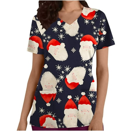 Womens Christmas Scrub Tops Shiny Christmas Tree Print Short Sleeve Workwear Scrub Shirt Casual V Neck with Pockets
Womens Christmas Scrub Tops Shiny Christmas Tree Print Short Sleeve Workwear Scrub Shirt Casual V Neck with Pockets
