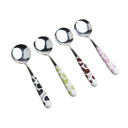 FRCOLOR 4pcs Stainless Steel Spoons with Ceramic Cow Design Handle Cartoon Cutlery Coffee Dessert Spoon (Black Pink Green Brown)
FRCOLOR 4pcs Stainless Steel Spoons with Ceramic Cow Design Handle Cartoon Cutlery Coffee Dessert Spoon (Black Pink Green Brown)