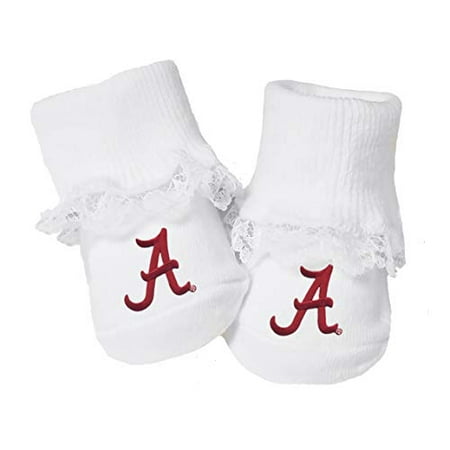 University Of Crimson Baby Toe Booties With Lace