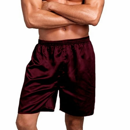 Mens Emulation Silk Boxer Briefs Shorts Pants Casual Underwear Pajamas Pajamas