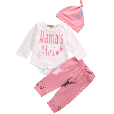 Baby Girls Boys Long Sleeve Letter Print Romper Deer Pants with Hat Fall Outfits Sets
Baby Girls Boys Long Sleeve Letter Print Romper Deer Pants with Hat Fall Outfits Sets