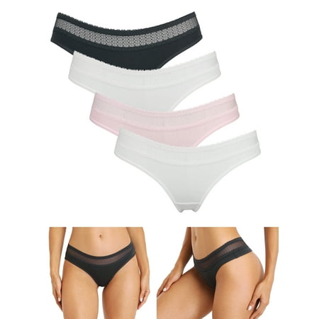 BeautyIn Womens Cotton Bikini Underwear Low Rise Thangas Panties 4 Pack