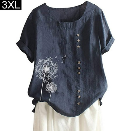 BESTHUA Women Vintage Crew Neck Blouse Button T-Shirt Flower Print Short Sleeve Shirt Breathable Top
BESTHUA Women Vintage Crew Neck Blouse Button T-Shirt Flower Print Short Sleeve Shirt Breathable Top