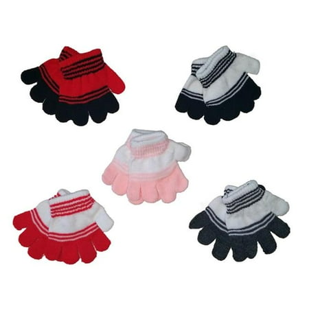 Toddler's Magic Stretch Gloves - Striped Case of 24