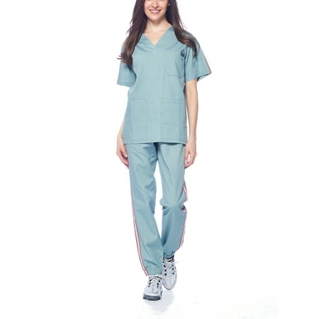 Dagacci Medical Uniform Unisex Men and Women V-Neck Top Joggers Pants Athletic Trim Cotton Scrub Set (Seafoam L)
Dagacci Medical Uniform Unisex Men and Women V-Neck Top Joggers Pants Athletic Trim Cotton Scrub Set (Seafoam L)