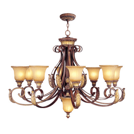 Chandeliers 9 Light With Rustic Art Glass Verona Bronze with Aged Gold Leaf Accents size 40 in 480 Watts - World of Crystal
Chandeliers 9 Light With Rustic Art Glass Verona Bronze with Aged Gold Leaf Accents size 40 in 480 Watts - World of Crystal