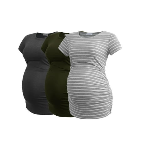 Smallshow Women s Short Sleeve Maternity Shirt Side Ruched Pregnancy Tunic T-Shirt 3-Pack
Smallshow Women s Short Sleeve Maternity Shirt Side Ruched Pregnancy Tunic T-Shirt 3-Pack