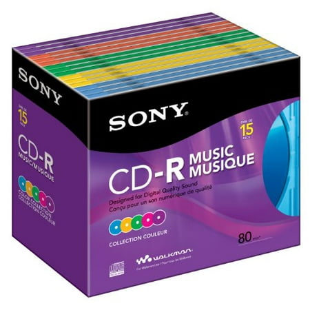 Sony 15CRM80RX Disc Cd-r 80 Min Branded Music Color 15/pk Slim Jewel