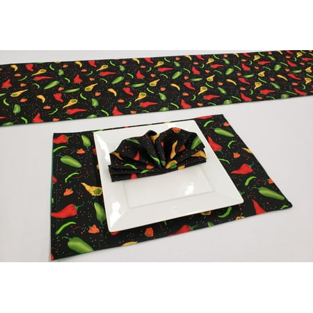 Hot Peppers Placemat Table Runner Cloth Napkins Set by Penny s Needful Things (4 Napkins & 4 Placemats) (6 Feet Long Table Runner) (Hunter Green)
Hot Peppers Placemat Table Runner Cloth Napkins Set by Penny s Needful Things (4 Napkins & 4 Placemats) (6 Feet Long Table Runner) (Hunter Green)