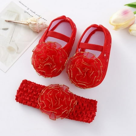MEROTABLE Infant Baby Girl First Walkers Shoes Lovely Lace Flower Party Wedding Princess Shoes Soft Sole Anti-slip Shoes with Hair Band 
MEROTABLE Infant Baby Girl First Walkers Shoes Lovely Lace Flower Party Wedding Princess Shoes Soft Sole Anti-slip Shoes with Hair Band