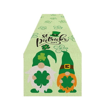 St Patricks Day Green Room Decor Irish Festival Table Runner Linen Anti Oil Easy To Clean Table Cloth Digital Printing Table Mat St Patricks Day Decor