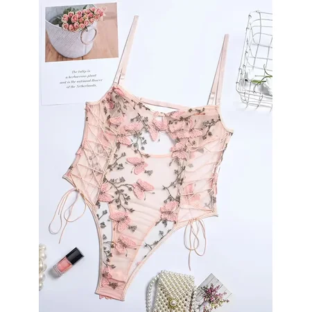 Women‘s Mesh Sheer Mini Bodysuit Transparent Lace Up Teddy Lingerie Floral Print Sexy One Piece Lingerie Sleepwear
Women‘s Mesh Sheer Mini Bodysuit Transparent Lace Up Teddy Lingerie Floral Print Sexy One Piece Lingerie Sleepwear