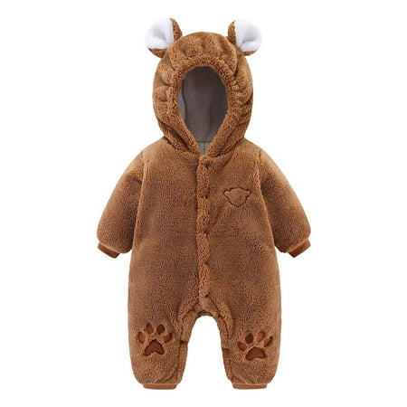 Newborn Infant Baby Boys Girls Winter Plush One-piece Suit Long Sleeve Cartoon Bear Foot Print Hooded Extra Thick Crawling Suit Warm Cute Button One-piece Bodysuit
Newborn Infant Baby Boys Girls Winter Plush One-piece Suit Long Sleeve Cartoon Bear Foot Print Hooded Extra Thick Crawling Suit Warm Cute Button One-piece Bodysuit