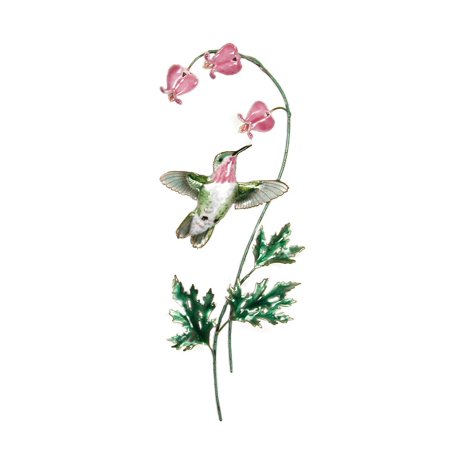 Bovano - Wall Sculpture - Hummingbird Calliope w/ Bleeding Heart Flowers
