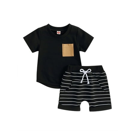 Wassery Toddler Baby Boys Summer Outfits Short Sleeve Crew Neck T-shirt and Casual Striped Elastic Shorts 2Pcs Set 0-4T
Wassery Toddler Baby Boys Summer Outfits Short Sleeve Crew Neck T-shirt and Casual Striped Elastic Shorts 2Pcs Set 0-4T