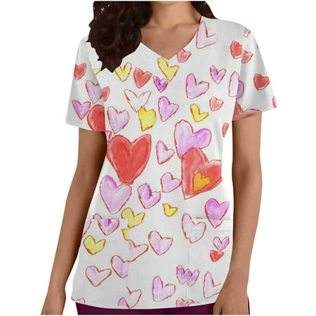 CYMMPU Women s V-Neck Pocketed Scrub_Tops Nurse Workwear Uniform Clearance Going out Tops Summer Tees Short Sleeve Shirts Trendy Valentine s Day Tunic Love Heart Printing Fashion Tshirts Yellow L
CYMMPU Women s V-Neck Pocketed Scrub_Tops Nurse Workwear Uniform Clearance Going out Tops Summer Tees Short Sleeve Shirts Trendy Valentine s Day Tunic Love Heart Printing Fashion Tshirts Yellow L