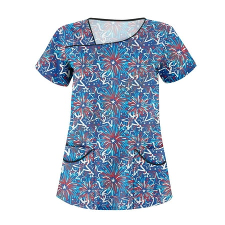TKing Fashion Womens Summer Plus Size Independence Day Short Sleeve V-Neck Printed Tops Scrub Care Workwear T-Shirt with Pocket Blue XL
TKing Fashion Womens Summer Plus Size Independence Day Short Sleeve V-Neck Printed Tops Scrub Care Workwear T-Shirt with Pocket Blue XL
