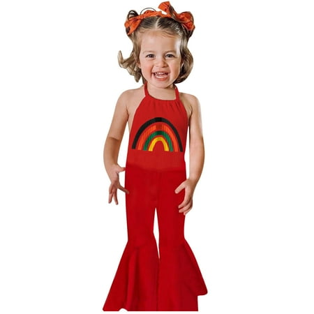 Toddler Kids Baby Girls Summer Jumpsuits Pants Rainbow Ribbed Sleeveless Halter Strap Backless Flare Pants Short Rompers for Girls
Toddler Kids Baby Girls Summer Jumpsuits Pants Rainbow Ribbed Sleeveless Halter Strap Backless Flare Pants Short Rompers for Girls