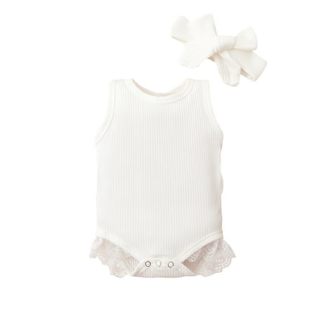 TUOBARR Newborn Infant Baby Girl Vest Solid Ribbed Lace Romper Bodysuit+Headband Set White (0-18Months)
TUOBARR Newborn Infant Baby Girl Vest Solid Ribbed Lace Romper Bodysuit+Headband Set White (0-18Months)