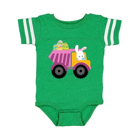 Inktastic Easter Bunny in Dump Truck Delivering Easter Eggs Gift Baby Boy or Baby Girl Bodysuit