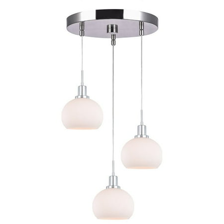 Woodbridge Lighting Austin 3-Light Glass LED Cluster Pendant in Nickel/Opal