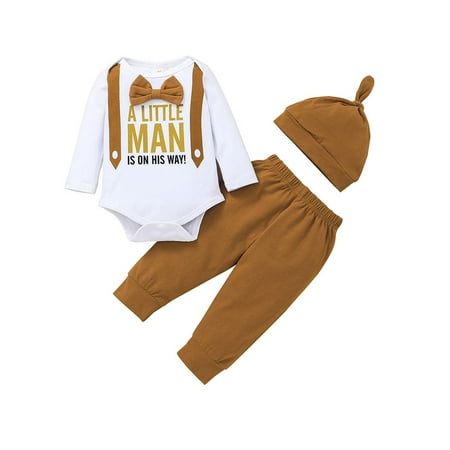 Canrulo Newborn Baby Boys Autumn Clothes Letter Printed Long Sleeve Romper Tops Solid Long Pants with Hat Khaki 0-3 Months
Canrulo Newborn Baby Boys Autumn Clothes Letter Printed Long Sleeve Romper Tops Solid Long Pants with Hat Khaki 0-3 Months
