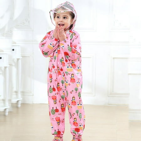 THE WILD Fashion Children s Relective Cartoon Coverall Rain Hooded Raincoat