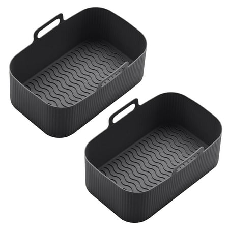 2Pcs Silicone Pot for Air Fryer Reusable Silicone Air Fryer Liner Foldable Basket Air Fryer Rack with Handles Black
2Pcs Silicone Pot for Air Fryer Reusable Silicone Air Fryer Liner Foldable Basket Air Fryer Rack with Handles Black