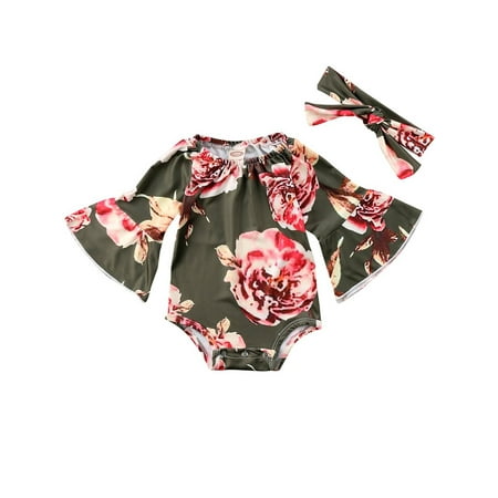 Sunisery Newborn Baby Girls Romper Long Sleeve One Piece Bodysuit Jumpsiut with Bow Headband Summer Clothes Green 0-6 Months
Sunisery Newborn Baby Girls Romper Long Sleeve One Piece Bodysuit Jumpsiut with Bow Headband Summer Clothes Green 0-6 Months