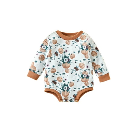 Qtinghua Infant Baby Girls Halloween Romper Long Sleeve Pumpkin Print Round Neck Bodysuit Fall Clothes White 6-12 Months
Qtinghua Infant Baby Girls Halloween Romper Long Sleeve Pumpkin Print Round Neck Bodysuit Fall Clothes White 6-12 Months