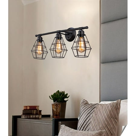 3-Light Bathroom Vanity Light Fixture Industrial Wire Cage Wall Sconces Rustic Farmhouse Wall Light for Bathroom Living Room Kitchen Black
3-Light Bathroom Vanity Light Fixture Industrial Wire Cage Wall Sconces Rustic Farmhouse Wall Light for Bathroom Living Room Kitchen Black