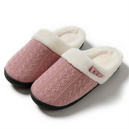 

Women s Fuzzy House Slippers Comfy Memory Foam Bedroom Slippers Warm Slip On Light Shoes Outdoor Indoor Faux Fur Lined (40-41cm Pink)