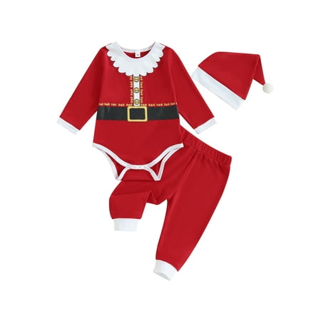 Suanret Infant Baby Girls 3PCS Pants Sets Long Sleeve Santa Claus Romper Contrast Color Pants Hat Clothes Red 6-12 Months
Suanret Infant Baby Girls 3PCS Pants Sets Long Sleeve Santa Claus Romper Contrast Color Pants Hat Clothes Red 6-12 Months