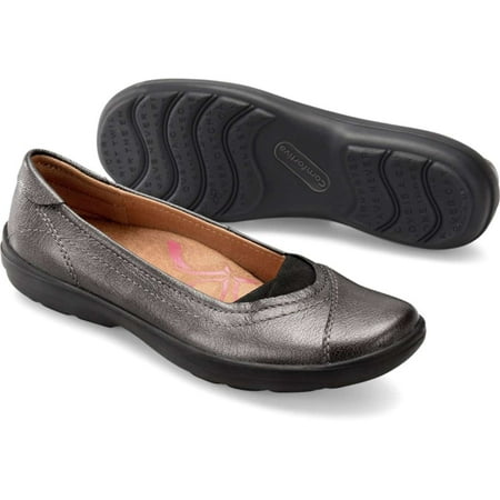 comfortiva womens renee leather closed toe loafers, pewter, size 7.5