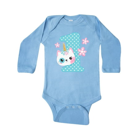 Inktastic Unicorn Kitty 1st Birthday Gift Baby Girl Long Sleeve Bodysuit
