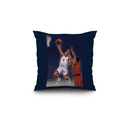 Basketball Player - Lantern Press Artwork (18x18 Spun Polyester Pillow, Custom Border)