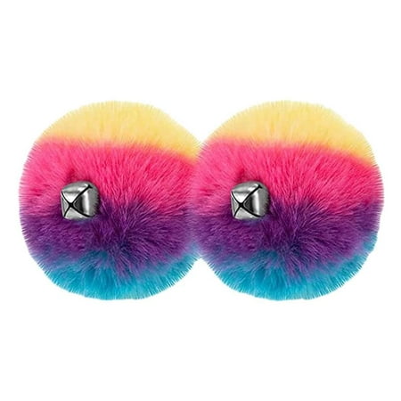 

Roller Skating Pom Poms-Faux Rabbit Fur Pom Poms Skating Shoe Accessories with Jingle Bells for Girls Women 6 Colors