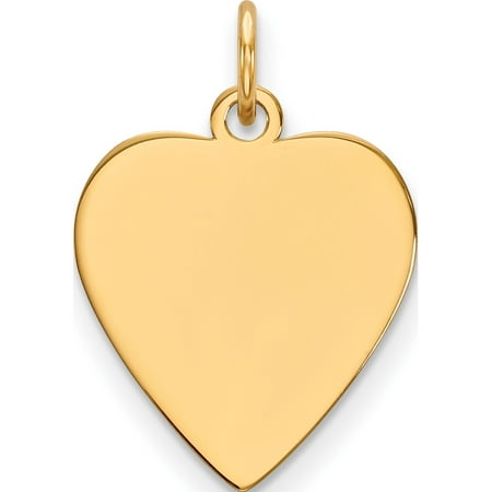 14k Yellow Gold Plain 9 Gauge Heart Engravable Disc Pendant / Charm
