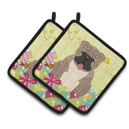 Caroline s Treasures Easter English Bulldog Pair of Pot Holders