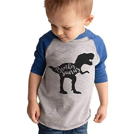 7 ate 9 Apparel Boy s Brother Dinosaur Blue Raglan Tee