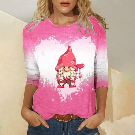 Haykey Shirts For Women Womens Tops Women S Fashion Printed Loose T-Shirt Mid-Length 3/4 Sleeves Blouse Round Neck Casual Tops Corset Top Pink 
Haykey Shirts For Women Womens Tops Women S Fashion Printed Loose T-Shirt Mid-Length 3/4 Sleeves Blouse Round Neck Casual Tops Corset Top Pink