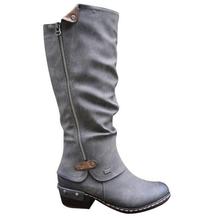 Women Western Cowboy Knee Boots Punk Boots Low Thick Heel Vintage Side Zipper Booties 42 Gray 
Women Western Cowboy Knee Boots Punk Boots Low Thick Heel Vintage Side Zipper Booties 42 Gray