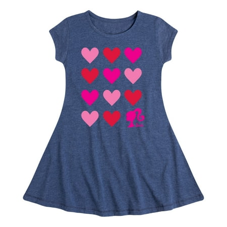 Barbie - Heart Grid - Toddler And Youth Girls Fit And Flare Dress
