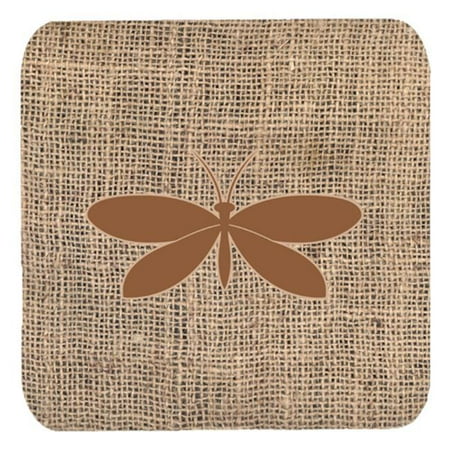 Moth Burlap and Brown Foam Coasters Set - 4