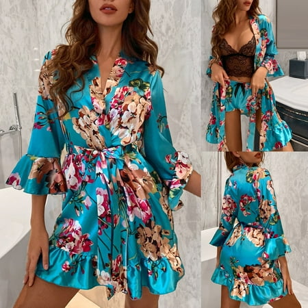 TOTO Lingerie For Women Floral Print Lace Satin Silk Pajamas Women Nightdress Lingerie Robes Underwear Sleepwear Nightgowns For Women
TOTO Lingerie For Women Floral Print Lace Satin Silk Pajamas Women Nightdress Lingerie Robes Underwear Sleepwear Nightgowns For Women