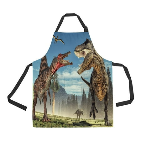 ECZJNT dinosaur Adjustable Bib Kitchen Apron with Pockets for Women Men