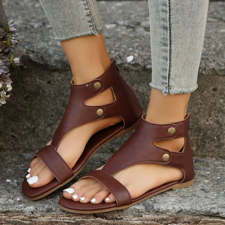 Sandals for Women 2024 Sandals Classic Summer Sandals Flat Sandals for WomenHollow Toe Open Back Zipper Flat Sandals For Women Border Large Retro Cool Slippers Roman ShoesRed42
Sandals for Women 2024 Sandals Classic Summer Sandals Flat Sandals for WomenHollow Toe Open Back Zipper Flat Sandals For Women Border Large Retro Cool Slippers Roman ShoesRed42