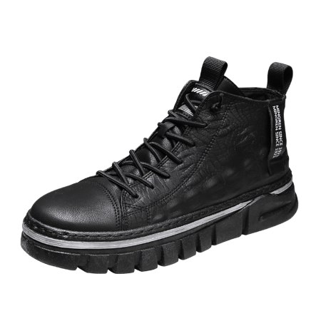 Men‘s Crocodile Print Faux Leather Casual Lace Up Ankle Boots