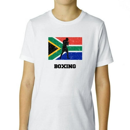 South Africa Olympic - Boxing - Flag - Silhouette Boy's Cotton Youth T-Shirt