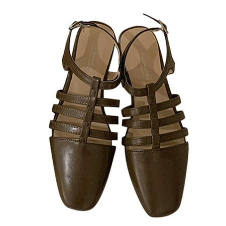 Woobling Women Flat Sandal Retro Roman Sandals Square Closed Toe Shoe Ladies Casual Shoes Buckle Summer Hollow Out Coffee 7.5
Woobling Women Flat Sandal Retro Roman Sandals Square Closed Toe Shoe Ladies Casual Shoes Buckle Summer Hollow Out Coffee 7.5